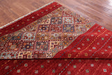 Red Khorjin Persian Gabbeh Handmade Wool Area Rug - 8' 4" X 11' 4" - Golden Nile