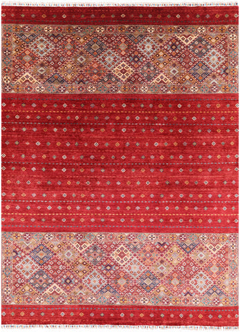 Red Khorjin Persian Gabbeh Handmade Wool Area Rug - 8' 4