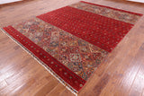 Red Khorjin Persian Gabbeh Handmade Wool Area Rug - 8' 4" X 11' 4" - Golden Nile
