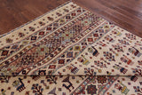 Ivory Tribal Gabbeh Hand Knotted Wool Area Rug - 8' 2" X 11' 10" - Golden Nile