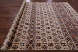 Ivory Tribal Gabbeh Hand Knotted Wool Area Rug - 8' 2" X 11' 10" - Golden Nile