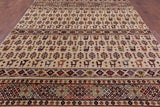 Ivory Tribal Gabbeh Hand Knotted Wool Area Rug - 8' 2" X 11' 10" - Golden Nile
