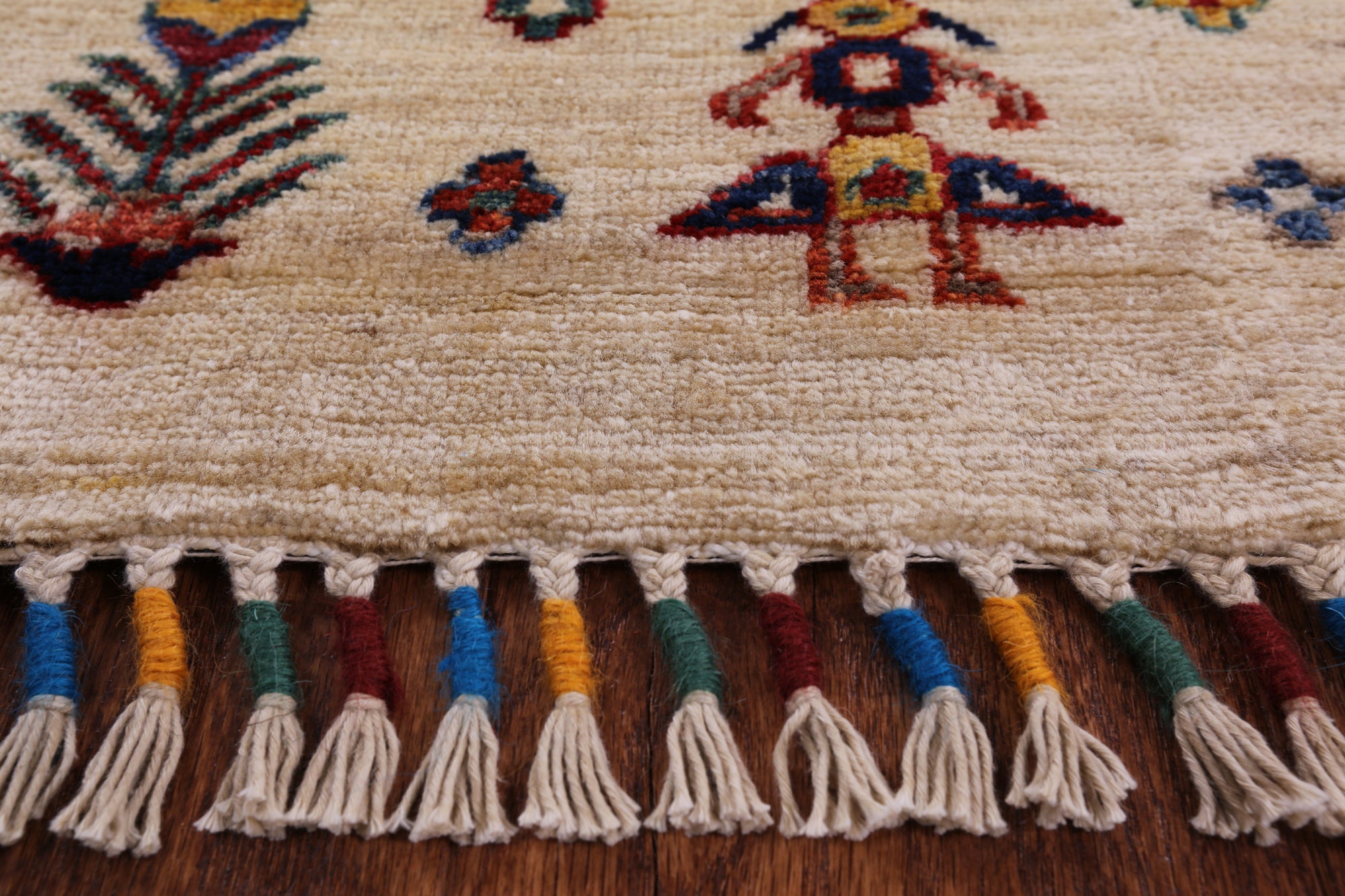Ivory Tribal Gabbeh Hand Knotted Wool Area Rug - 8' 2" X 11' 10" - Golden Nile
