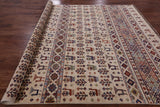 Ivory Persian Gabbeh Hand Knotted Wool Area Rug - 8' 3" X 11' 6" - Golden Nile