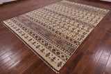 Ivory Persian Gabbeh Hand Knotted Wool Area Rug - 8' 3" X 11' 6" - Golden Nile