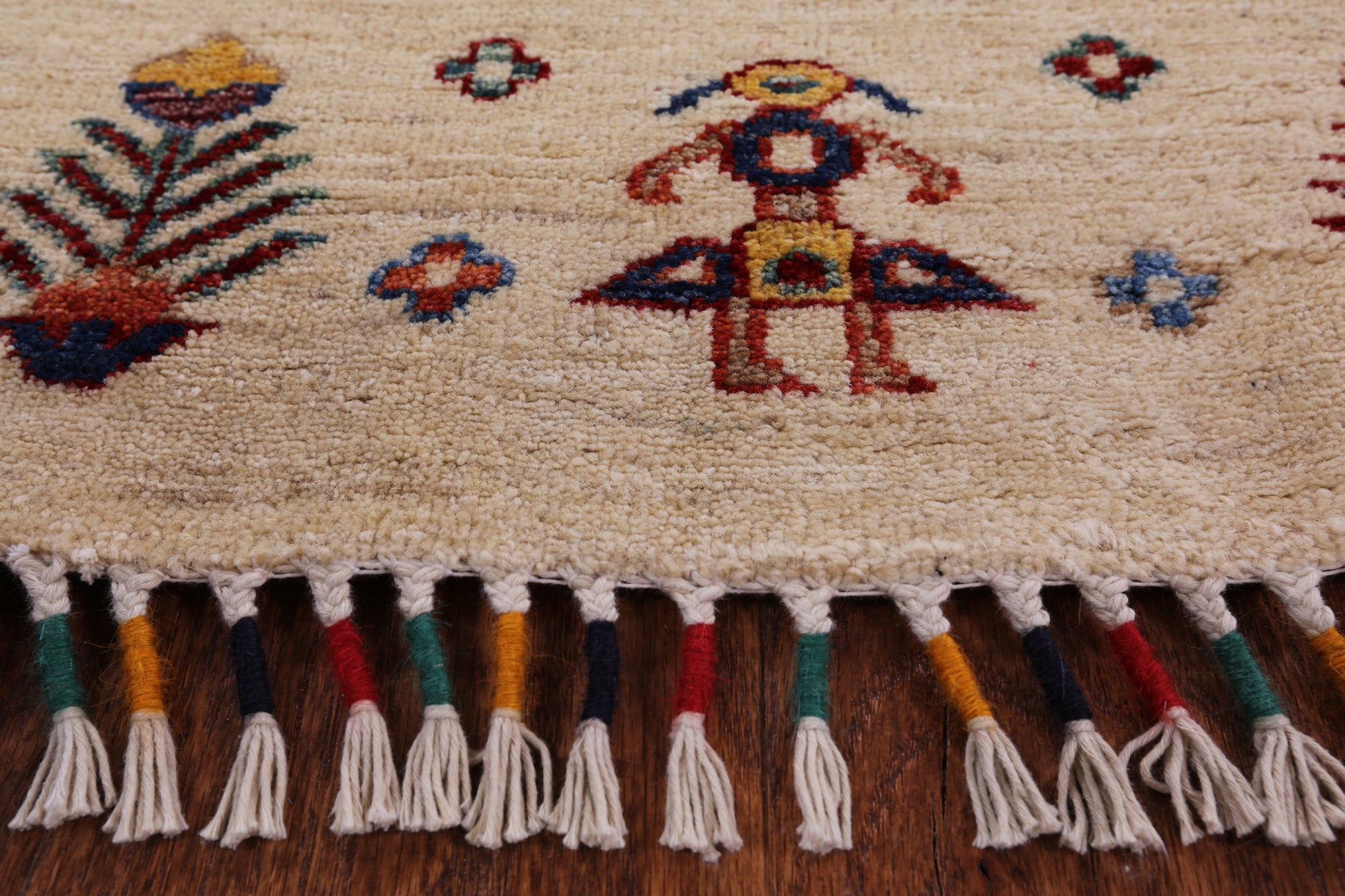 Ivory Persian Gabbeh Hand Knotted Wool Area Rug - 8' 3" X 11' 6" - Golden Nile