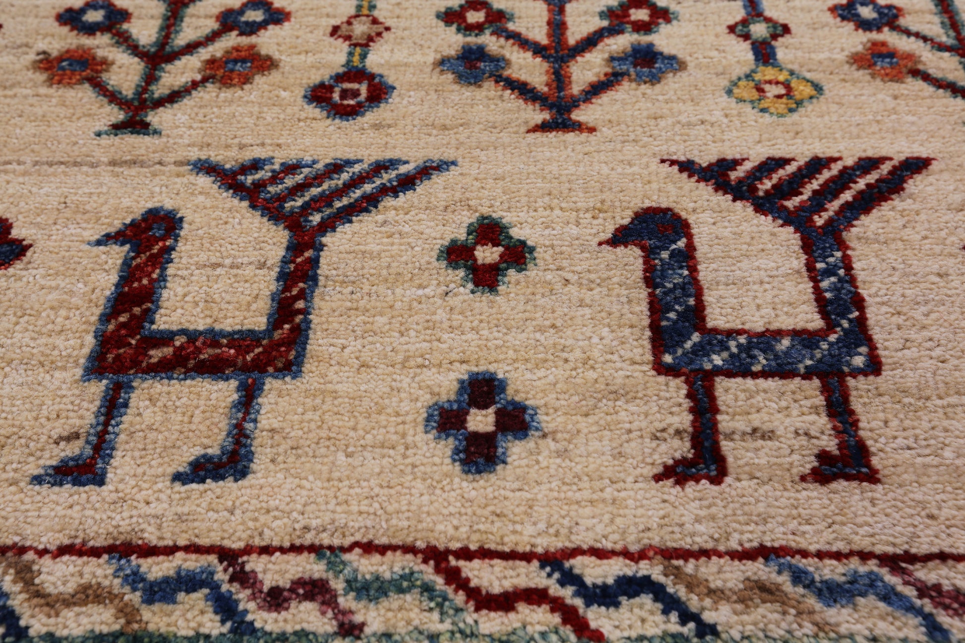 Ivory Persian Gabbeh Hand Knotted Wool Area Rug - 8' 3" X 11' 6" - Golden Nile