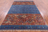 Blue Khorjin Persian Gabbeh Handmade Wool Rug - 6' 8" X 9' 9" - Golden Nile