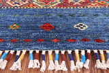 Blue Khorjin Persian Gabbeh Handmade Wool Rug - 6' 8" X 9' 9" - Golden Nile