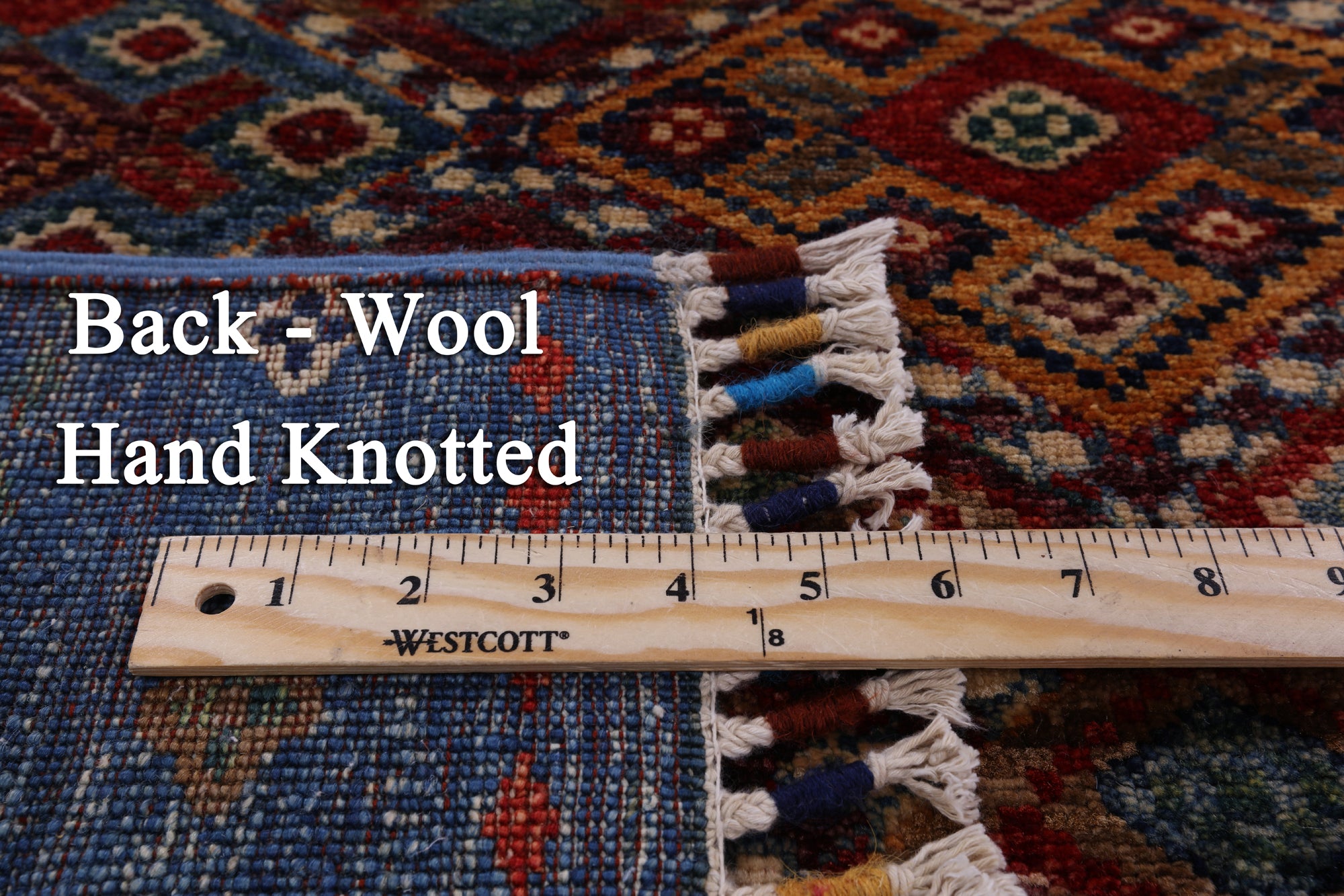 Blue Khorjin Persian Gabbeh Handmade Wool Rug - 6' 8" X 9' 9" - Golden Nile