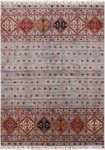 Khorjin Persian Gabbeh Hand Knotted Wool Rug - 4' 10
