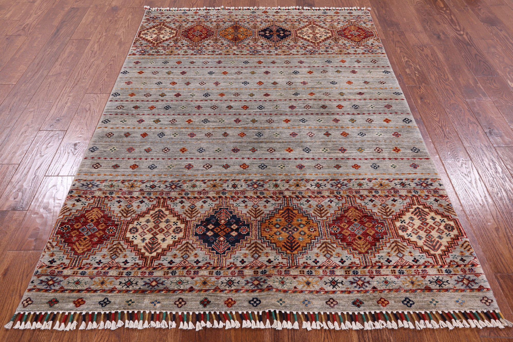 Khorjin Persian Gabbeh Hand Knotted Wool Rug - 4' 10" X 6' 9" - Golden Nile