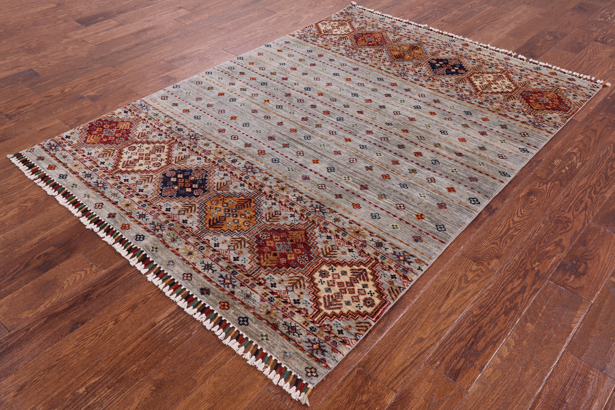 Khorjin Persian Gabbeh Hand Knotted Wool Rug - 4' 10" X 6' 9" - Golden Nile