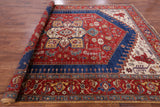 Red Persian Fine Serapi Hand Knotted Wool Area Rug - 8' 11" X 12' 1" - Golden Nile
