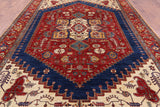Red Persian Fine Serapi Hand Knotted Wool Area Rug - 8' 11" X 12' 1" - Golden Nile