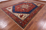 Red Persian Fine Serapi Hand Knotted Wool Area Rug - 8' 11" X 12' 1" - Golden Nile