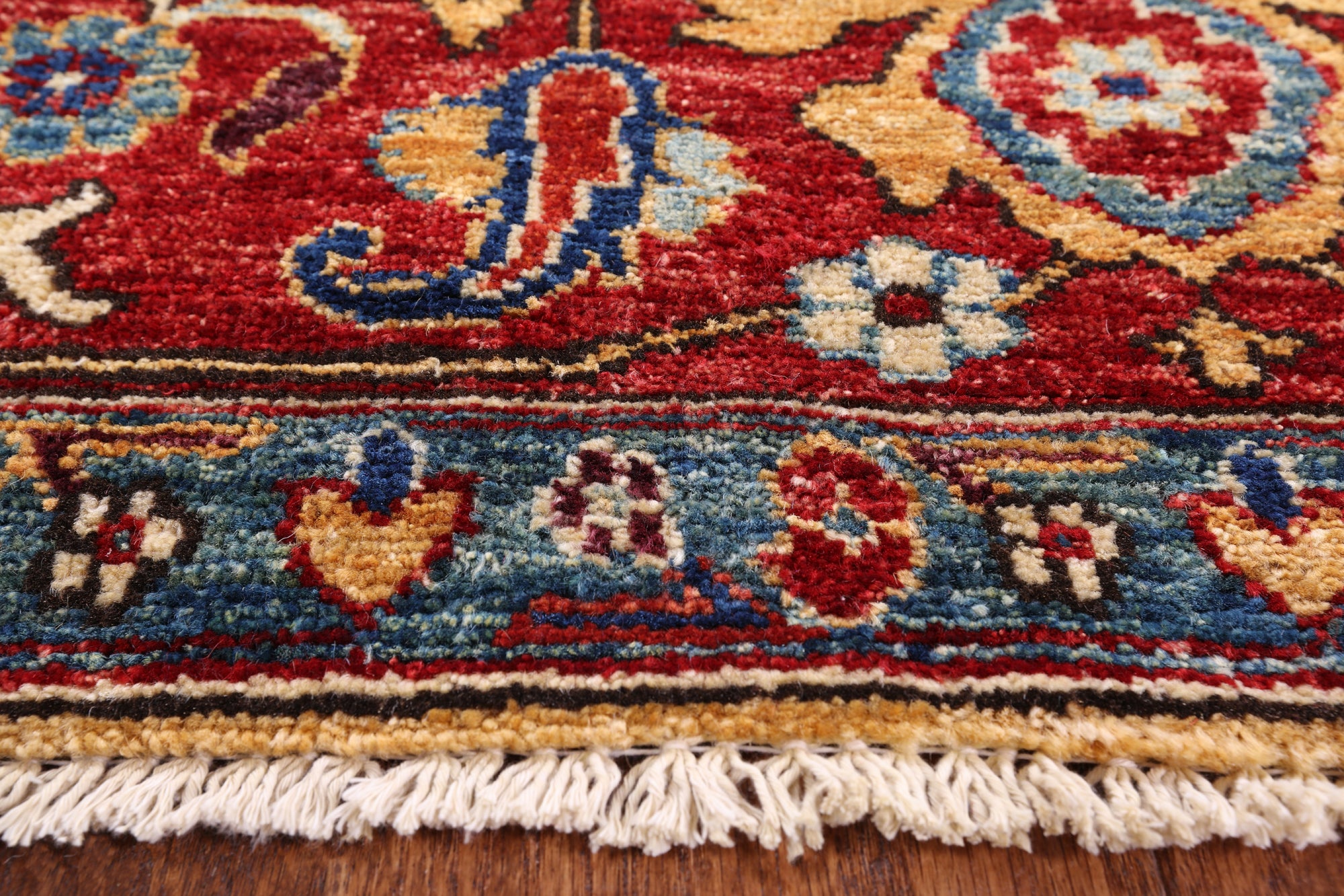 Red Persian Fine Serapi Hand Knotted Wool Area Rug - 8' 11" X 12' 1" - Golden Nile