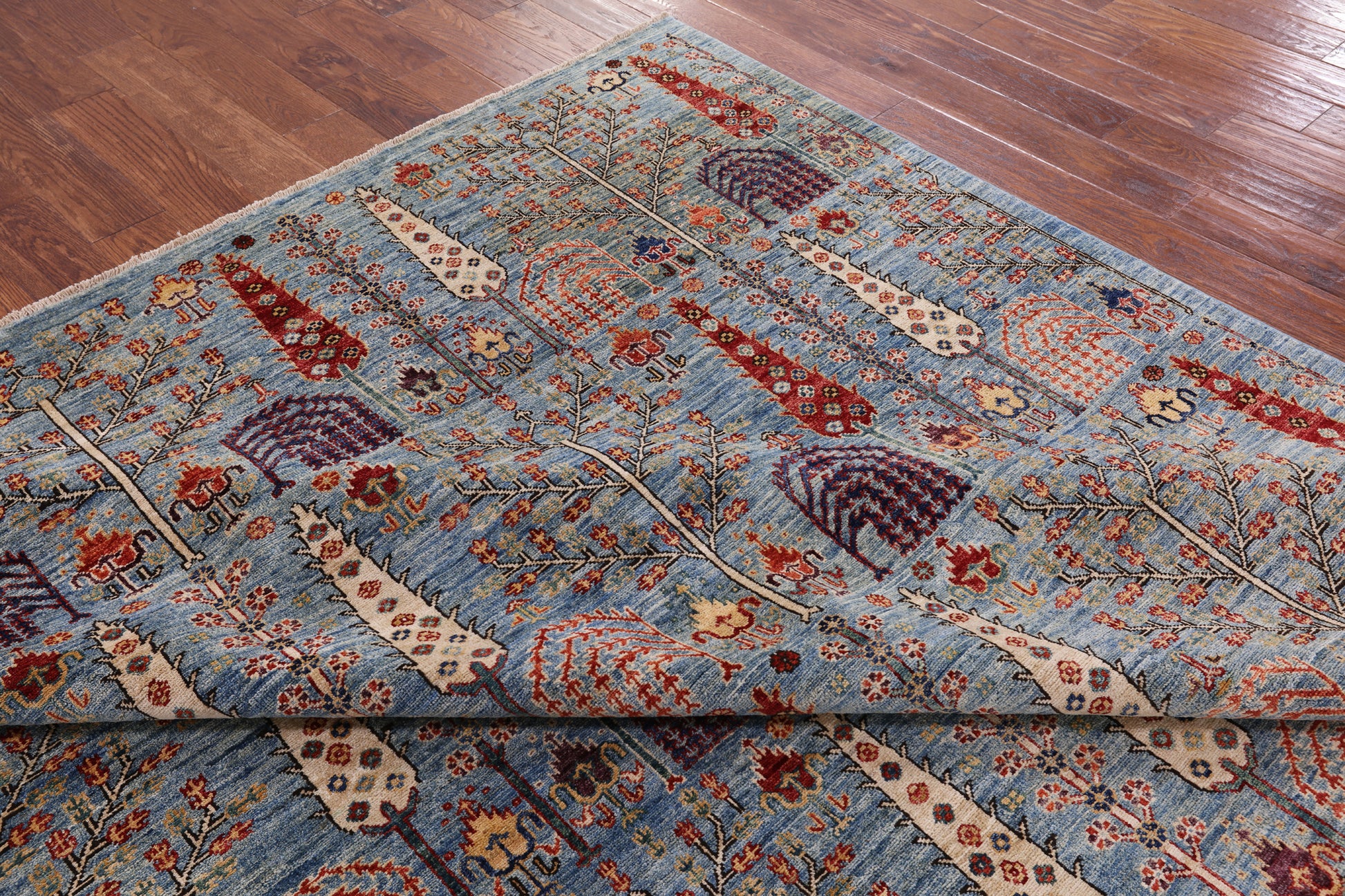Blue Persian Ziegler Handmade Wool Area Rug - 9' 1" X 11' 10" - Golden Nile