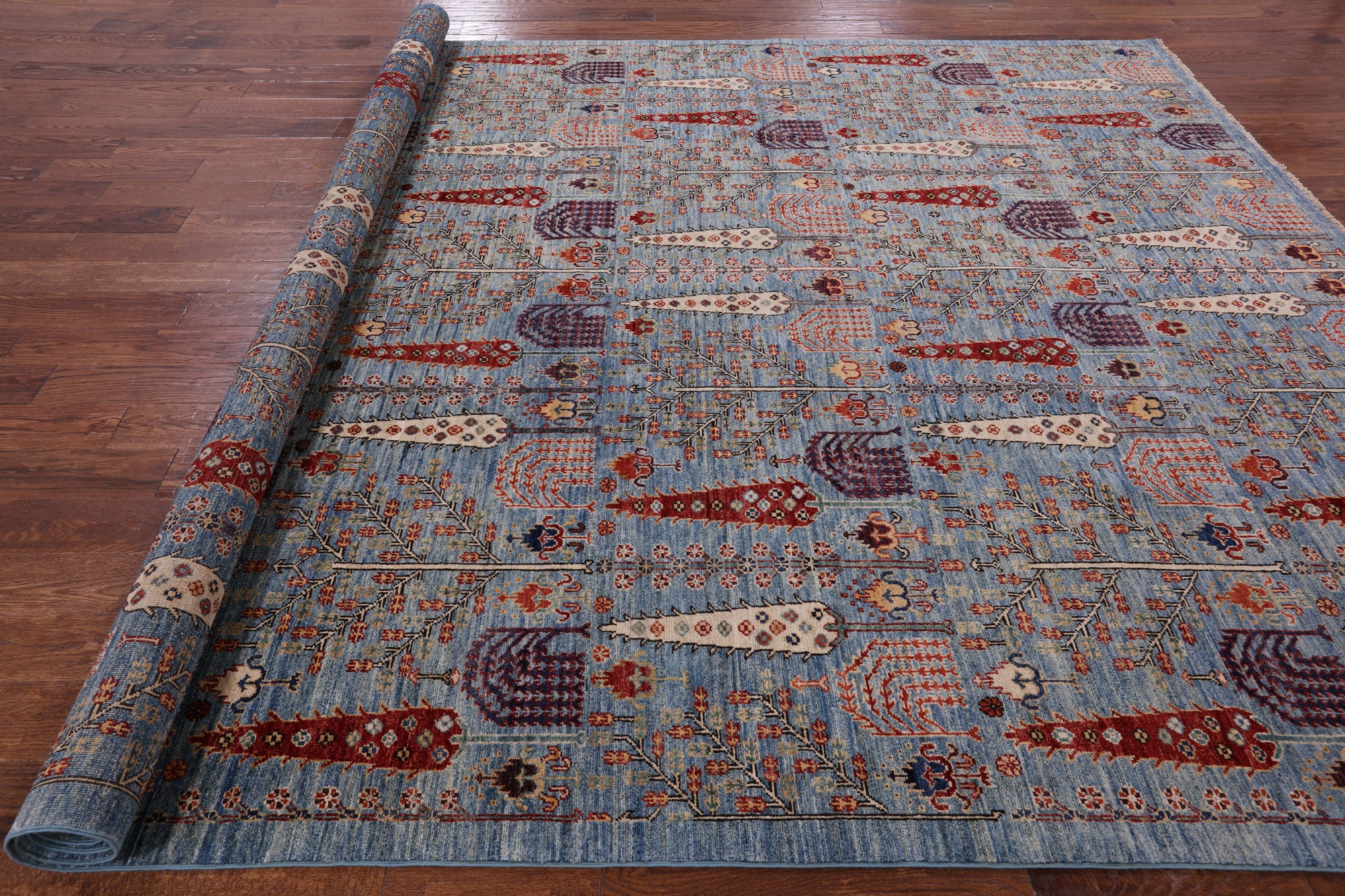 Blue Persian Ziegler Handmade Wool Area Rug - 9' 1" X 11' 10" - Golden Nile