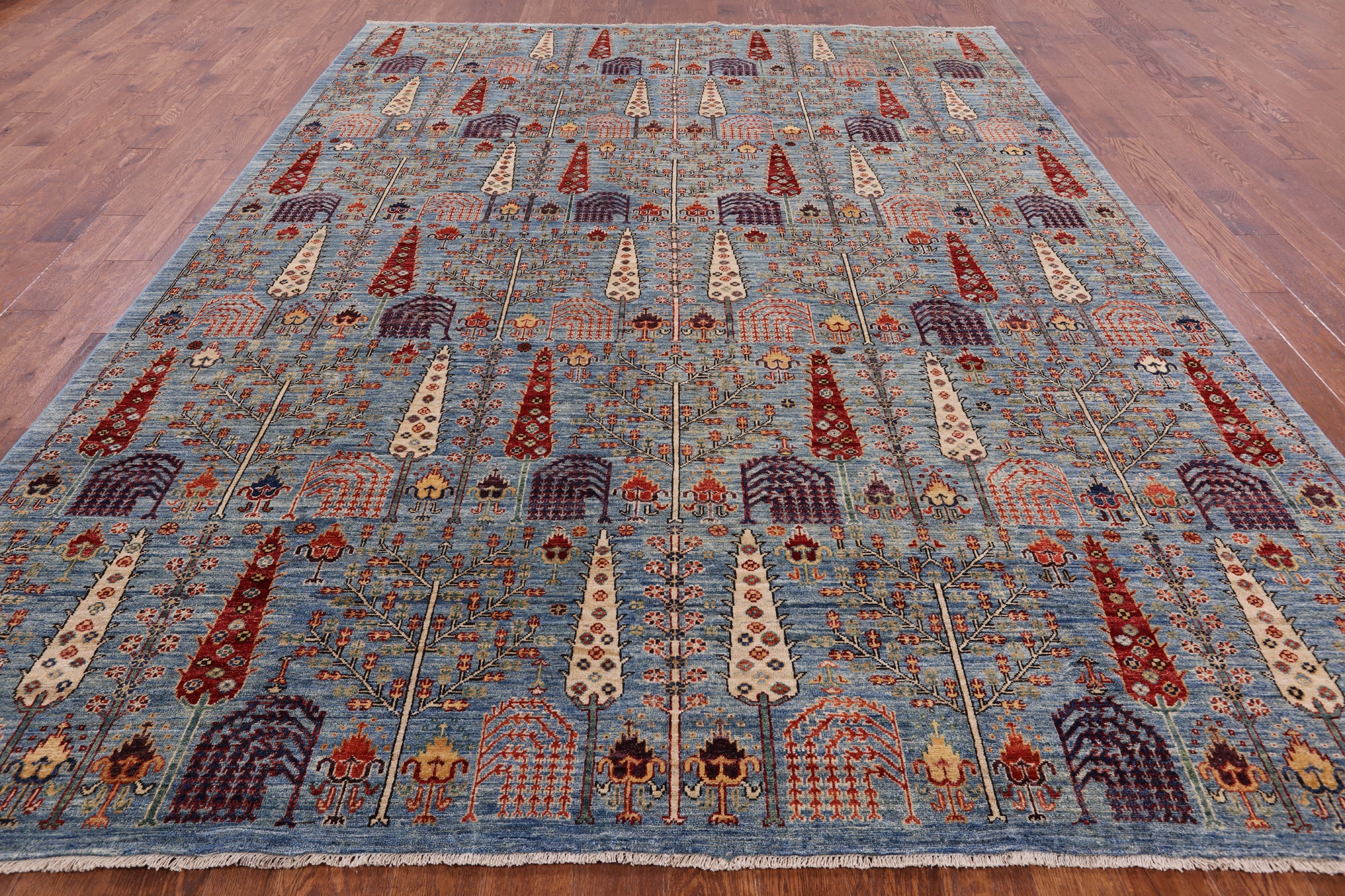 Blue Persian Ziegler Handmade Wool Area Rug - 9' 1" X 11' 10" - Golden Nile