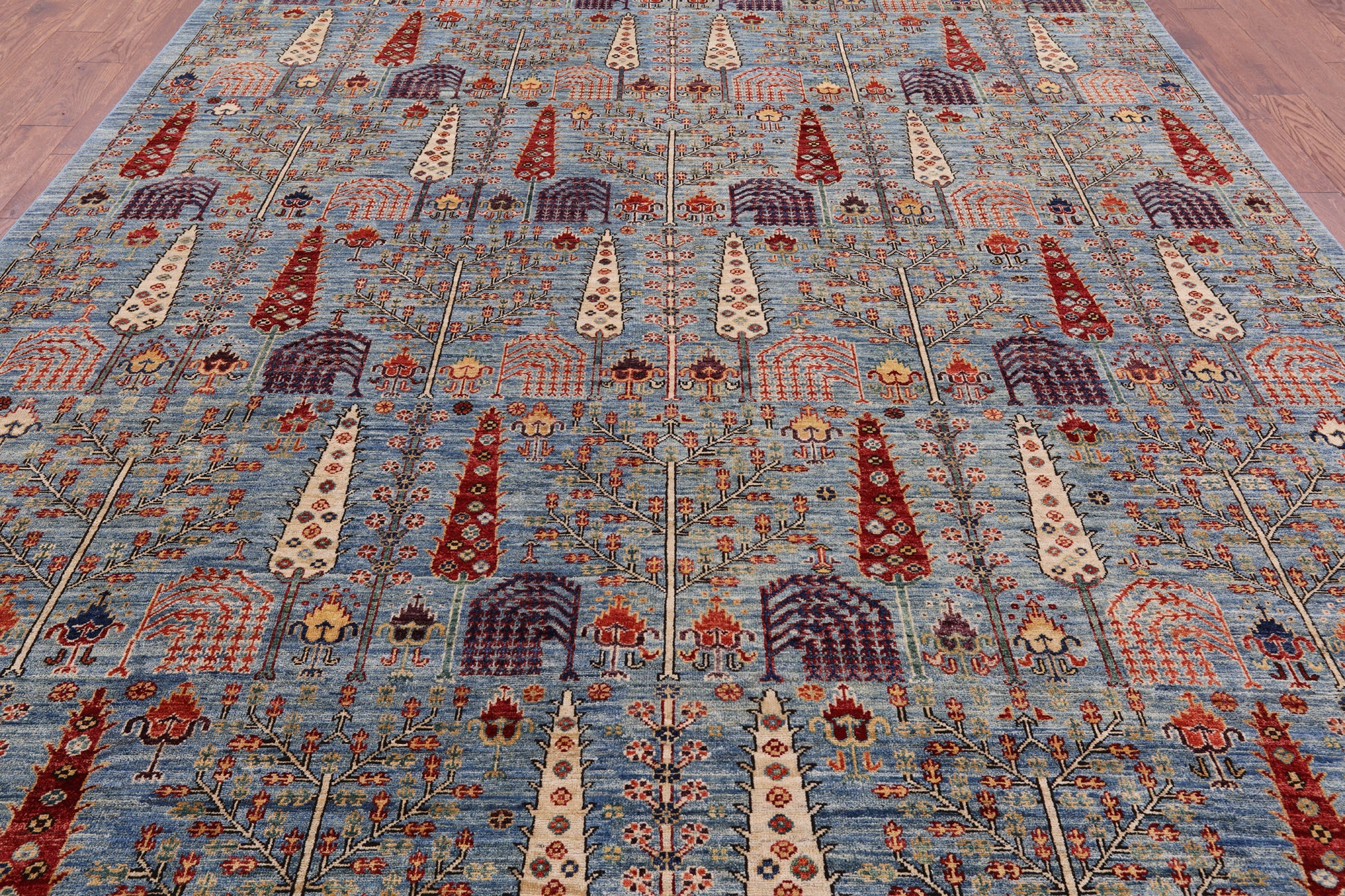 Blue Persian Ziegler Handmade Wool Area Rug - 9' 1" X 11' 10" - Golden Nile