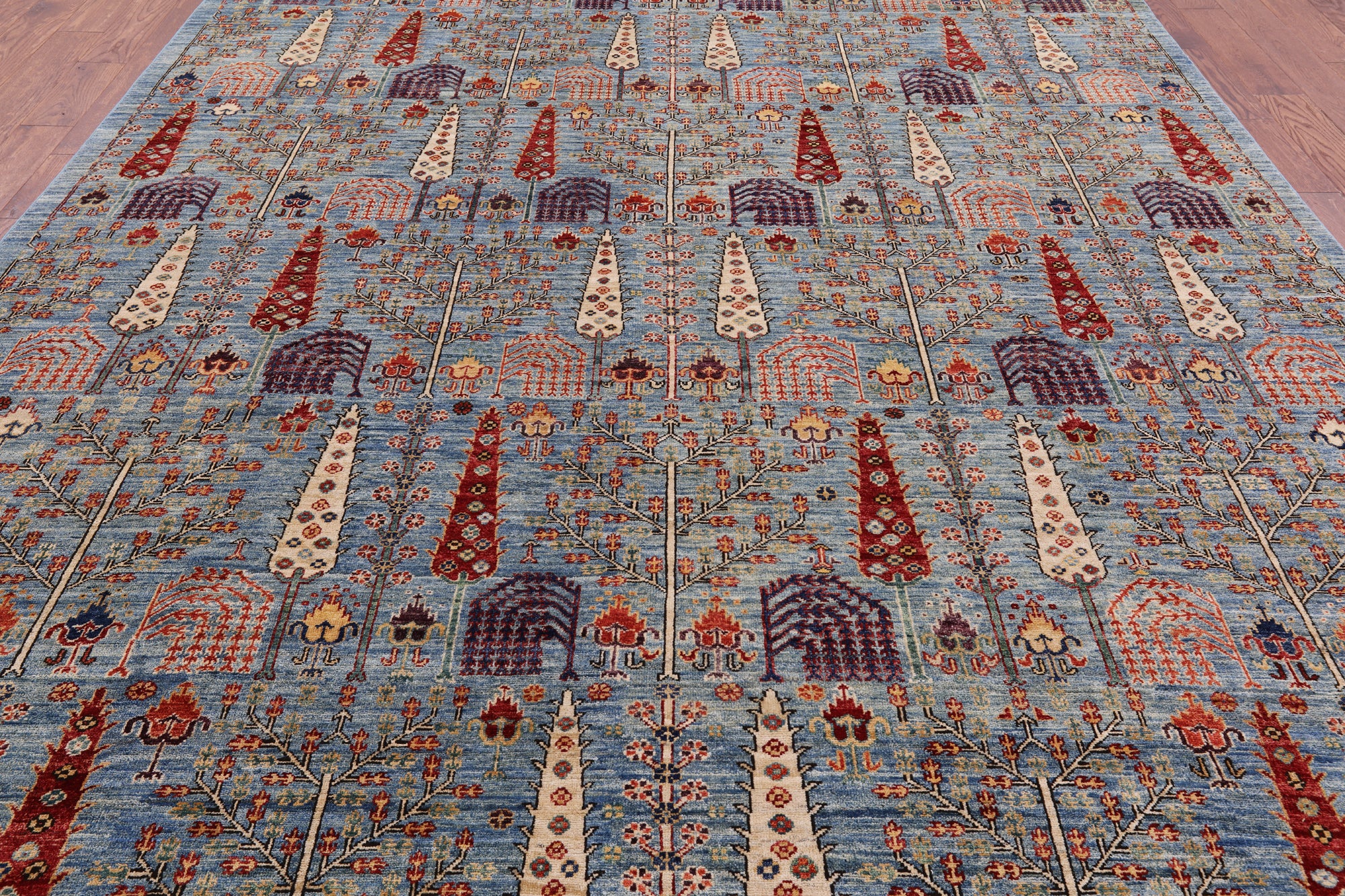 Blue Persian Ziegler Handmade Wool Area Rug - 9' 1" X 11' 10" - Golden Nile