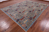 Blue Persian Ziegler Handmade Wool Area Rug - 9' 1" X 11' 10" - Golden Nile