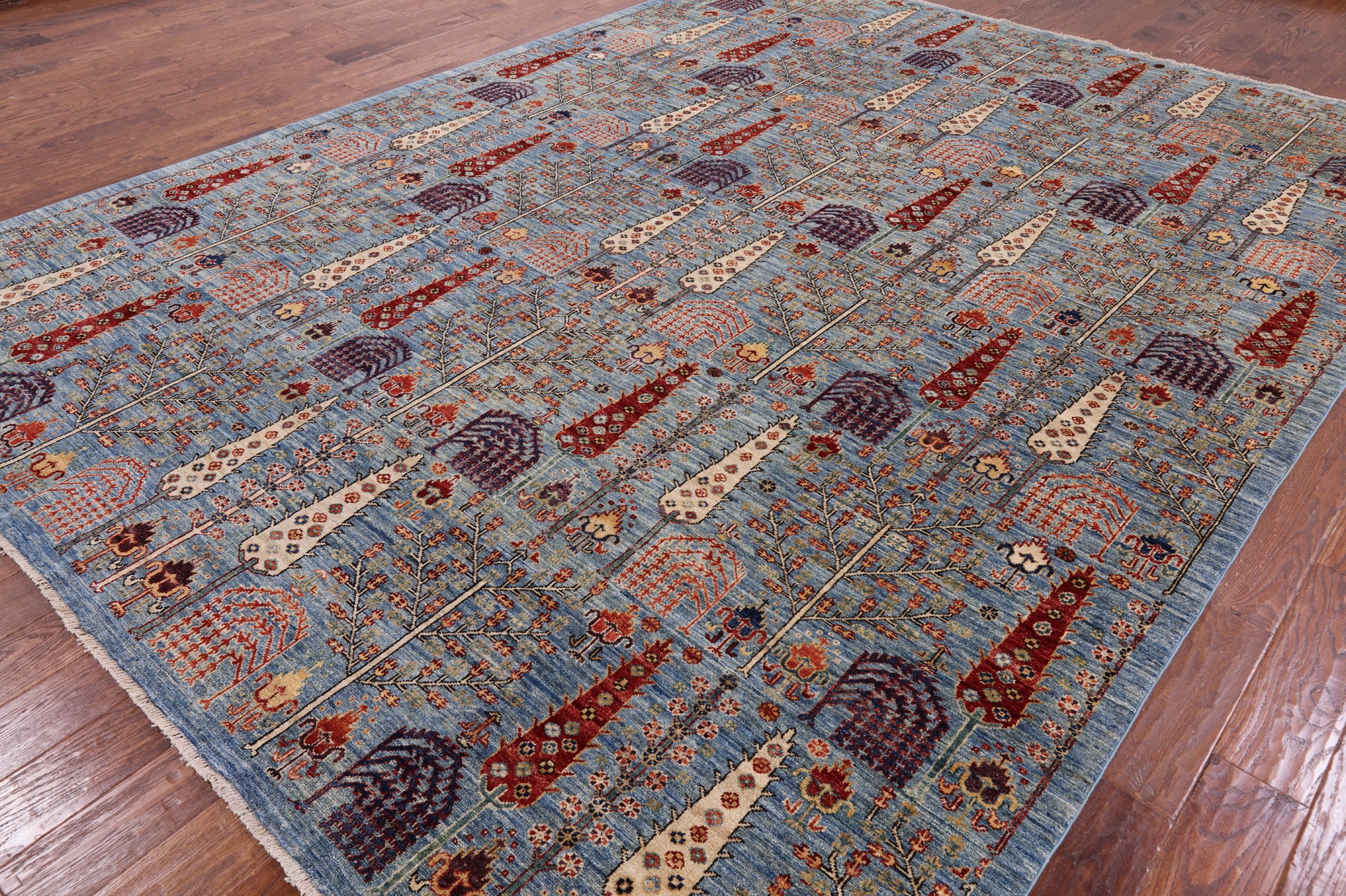 Blue Persian Ziegler Handmade Wool Area Rug - 9' 1" X 11' 10" - Golden Nile
