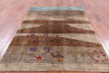 Tribal Gabbeh Hand Knotted Wool Rug - 5' 6" X 7' 10" - Golden Nile