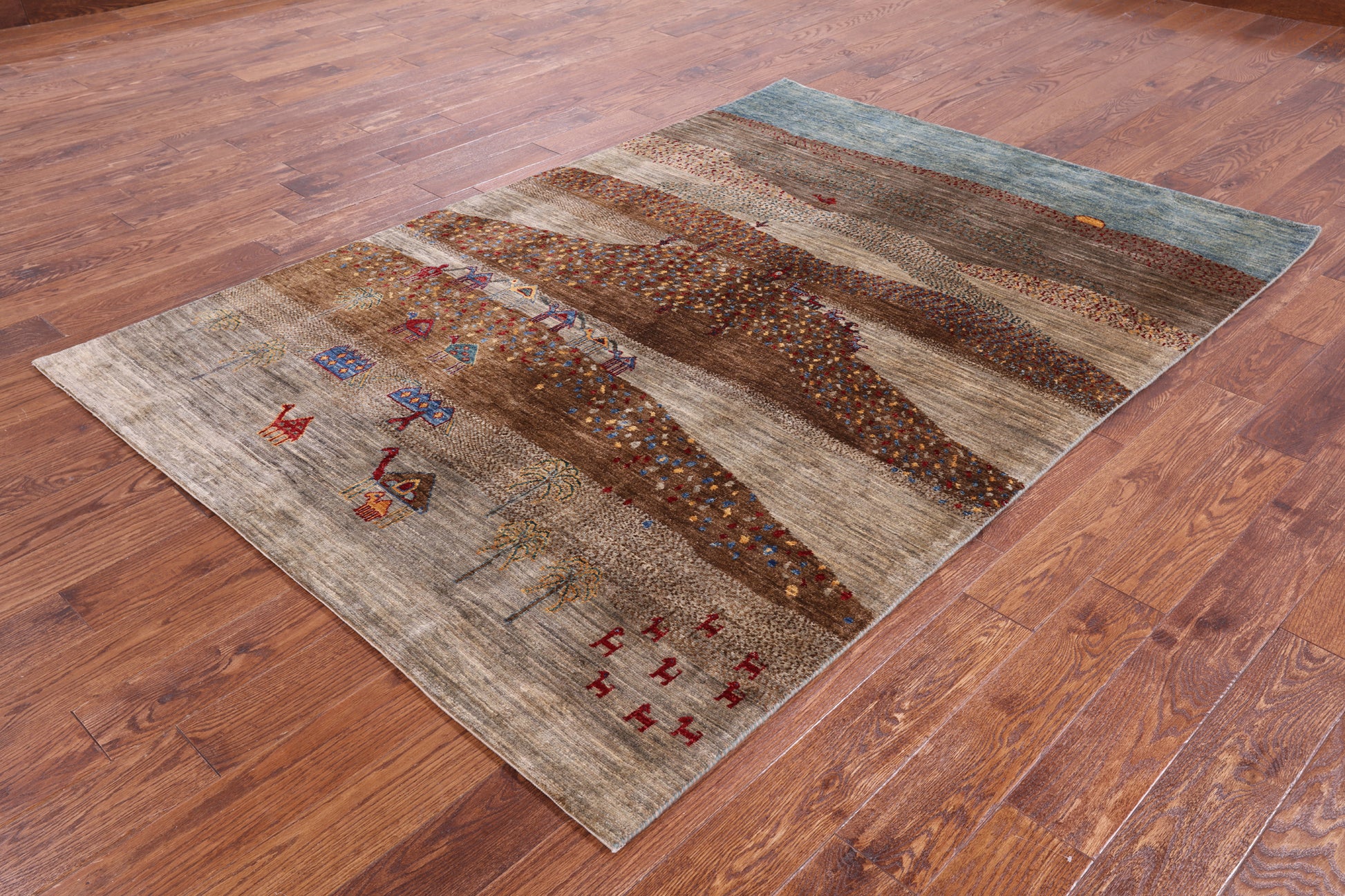 Tribal Gabbeh Hand Knotted Wool Rug - 5' 6" X 7' 10" - Golden Nile