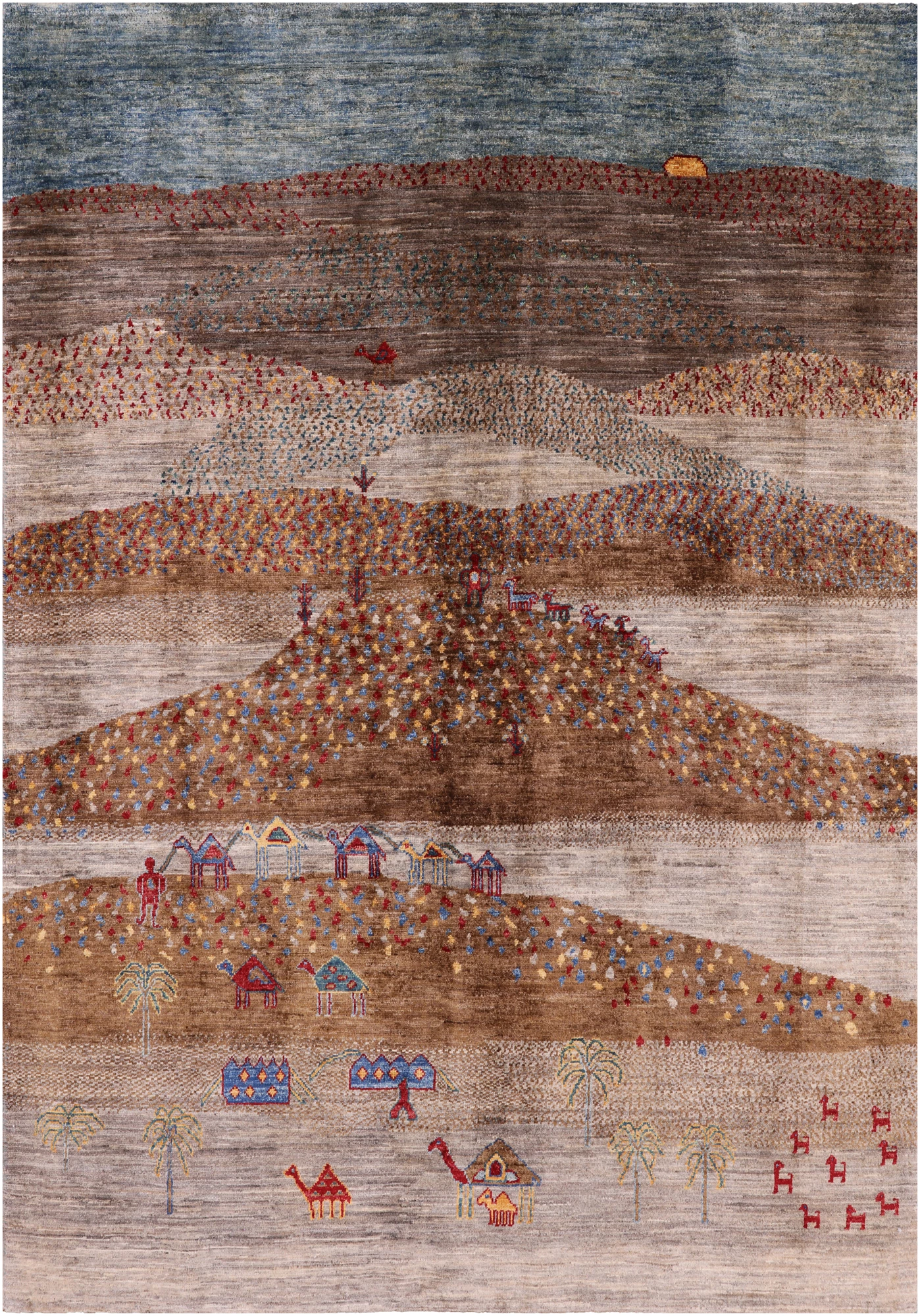 Tribal Gabbeh Hand Knotted Wool Rug - 5' 6" X 7' 10" - Golden Nile