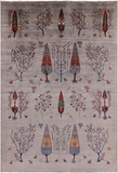 Gabbeh Hand Knotted Wool Area Rug - 6' 8" X 9' 7" - Golden Nile