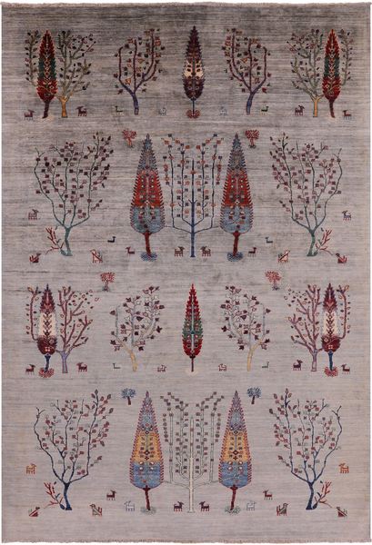 Gabbeh Hand Knotted Wool Area Rug - 6' 8" X 9' 7" - Golden Nile