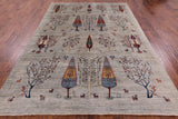 Gabbeh Hand Knotted Wool Area Rug - 6' 8" X 9' 7" - Golden Nile