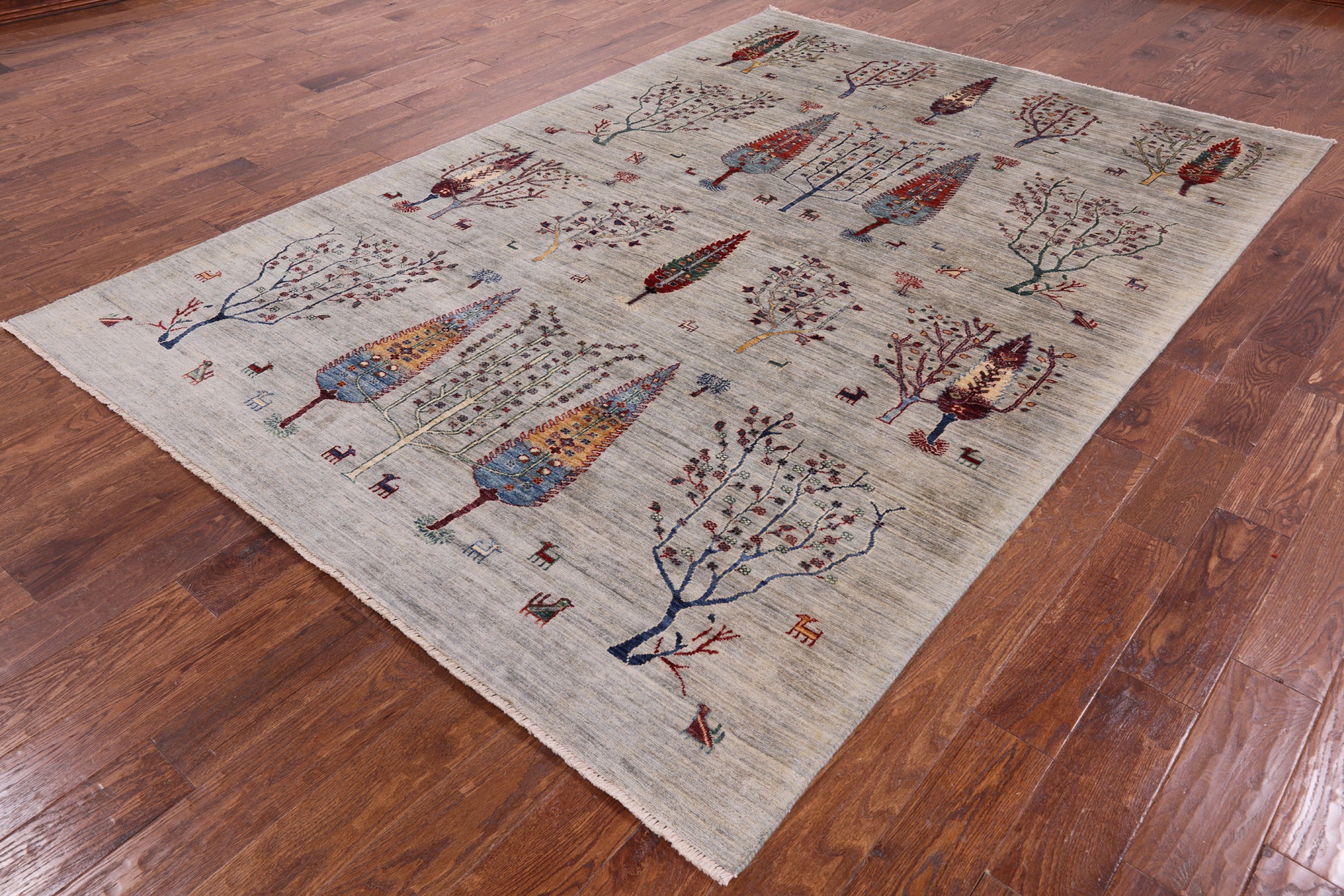 Gabbeh Hand Knotted Wool Area Rug - 6' 8" X 9' 7" - Golden Nile