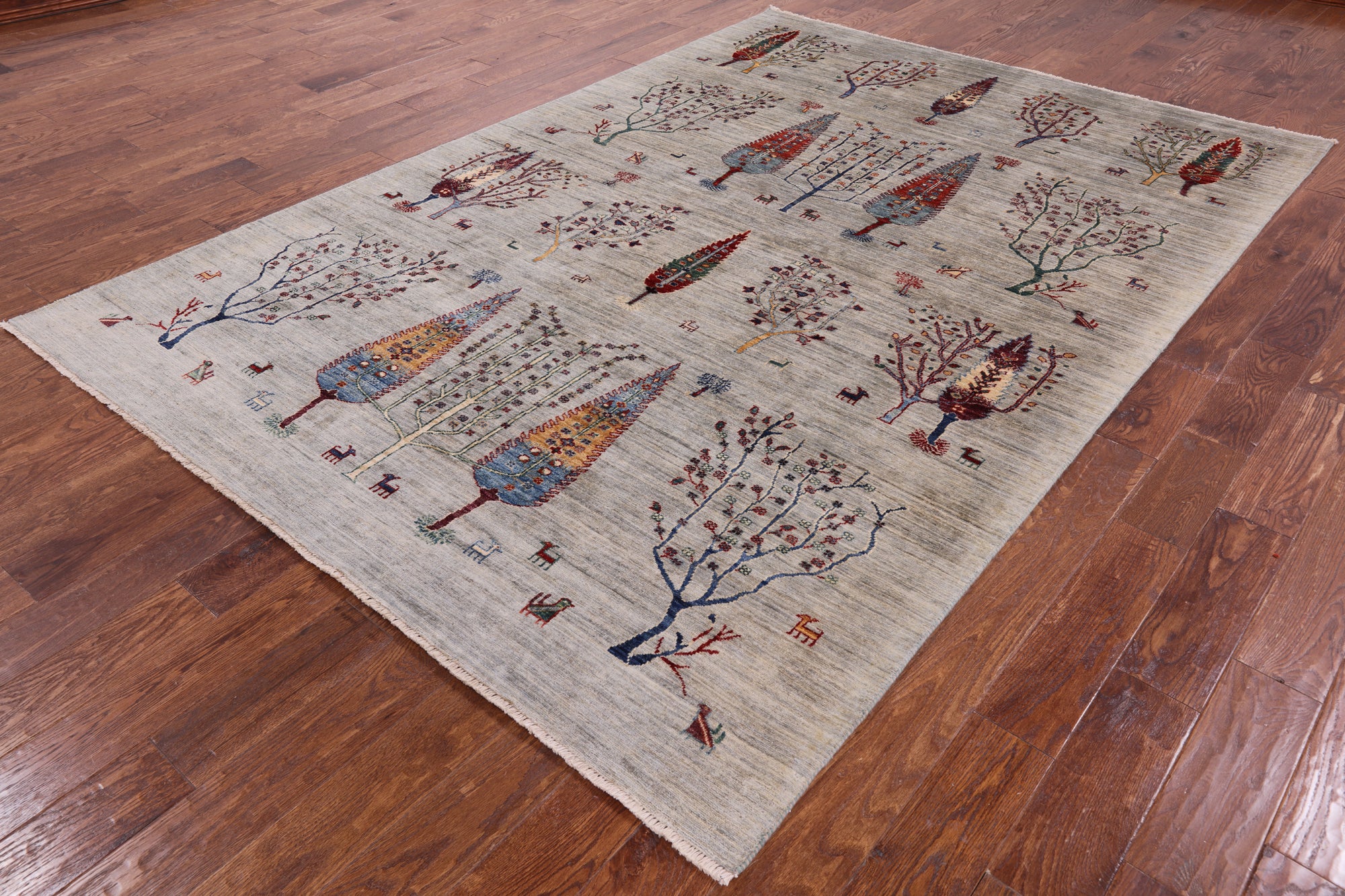 Gabbeh Hand Knotted Wool Area Rug - 6' 8" X 9' 7" - Golden Nile