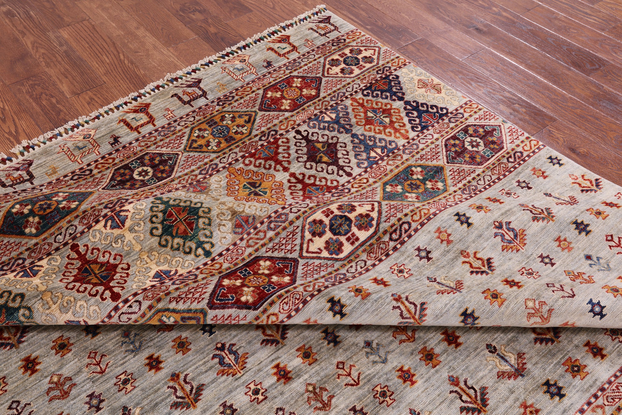 Tribal Persian Gabbeh Hand Knotted Wool Rug - 8' 0" X 9' 10" - Golden Nile