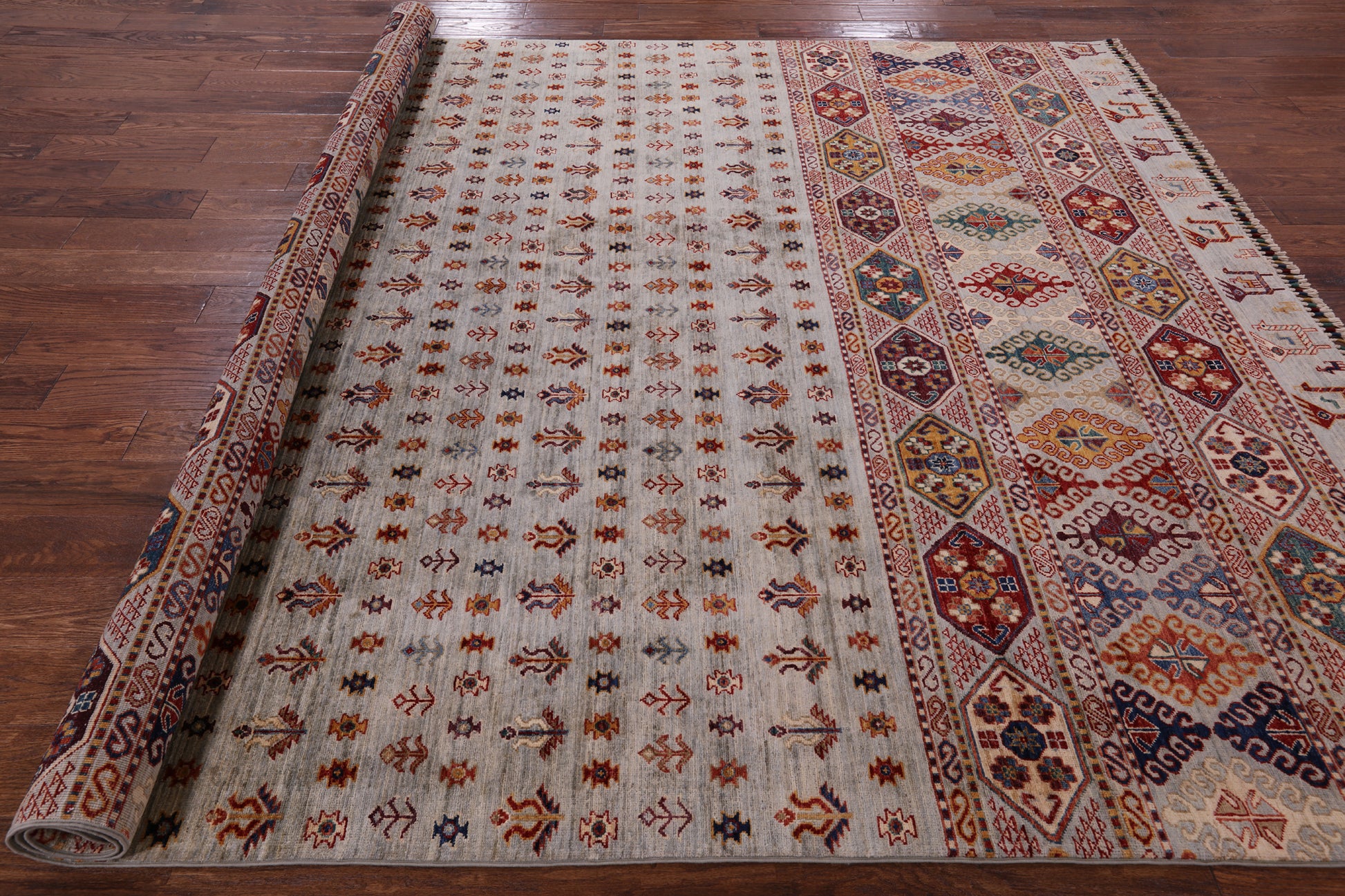 Tribal Persian Gabbeh Hand Knotted Wool Rug - 8' 0" X 9' 10" - Golden Nile
