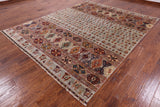 Tribal Persian Gabbeh Hand Knotted Wool Rug - 8' 0" X 9' 10" - Golden Nile