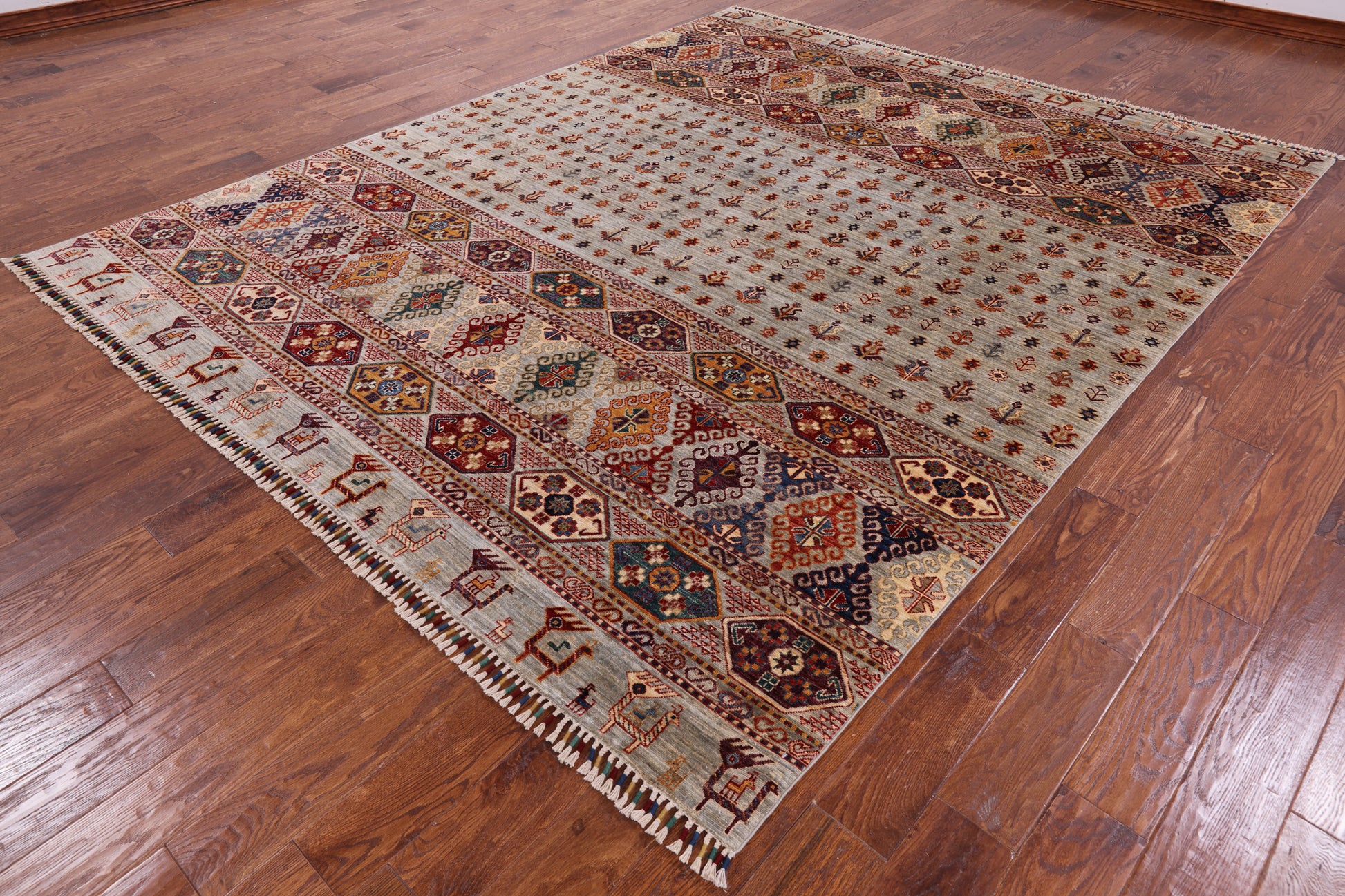 Tribal Persian Gabbeh Hand Knotted Wool Rug - 8' 0" X 9' 10" - Golden Nile