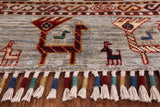 Tribal Persian Gabbeh Hand Knotted Wool Rug - 8' 0" X 9' 10" - Golden Nile