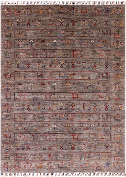 Tribal Gabbeh Hand Knotted Wool Area Rug - 5' 9" X 7' 10" - Golden Nile