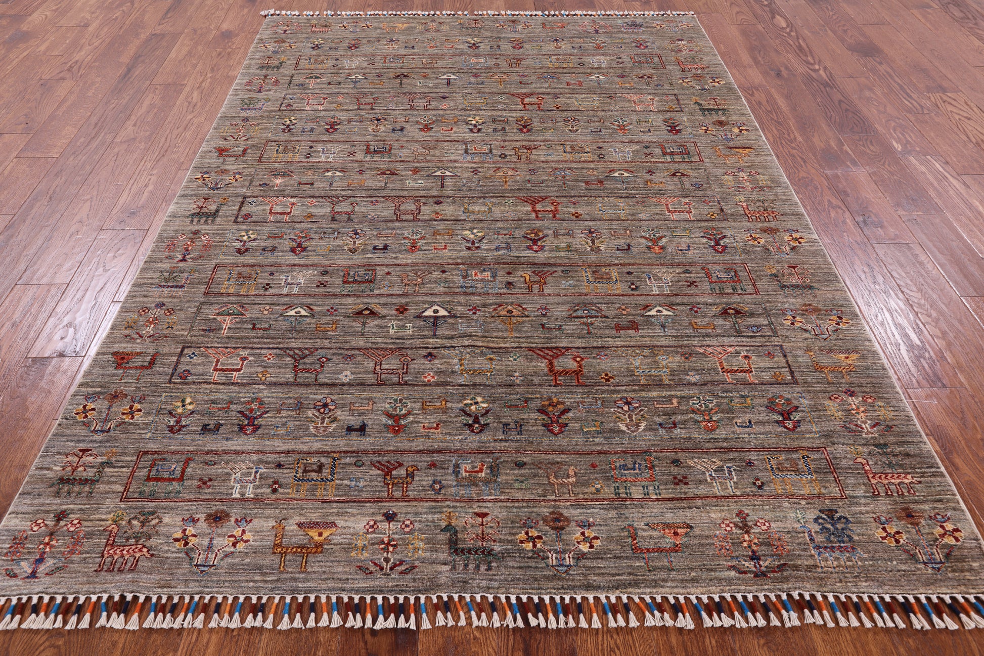Tribal Gabbeh Hand Knotted Wool Area Rug - 5' 9" X 7' 10" - Golden Nile
