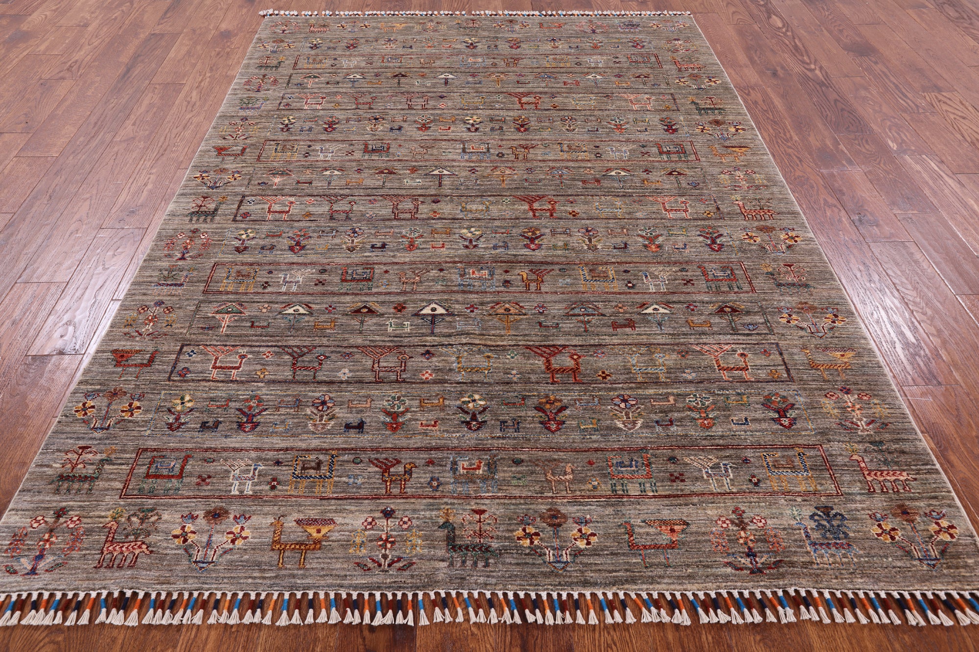Tribal Gabbeh Hand Knotted Wool Area Rug - 5' 9" X 7' 10" - Golden Nile