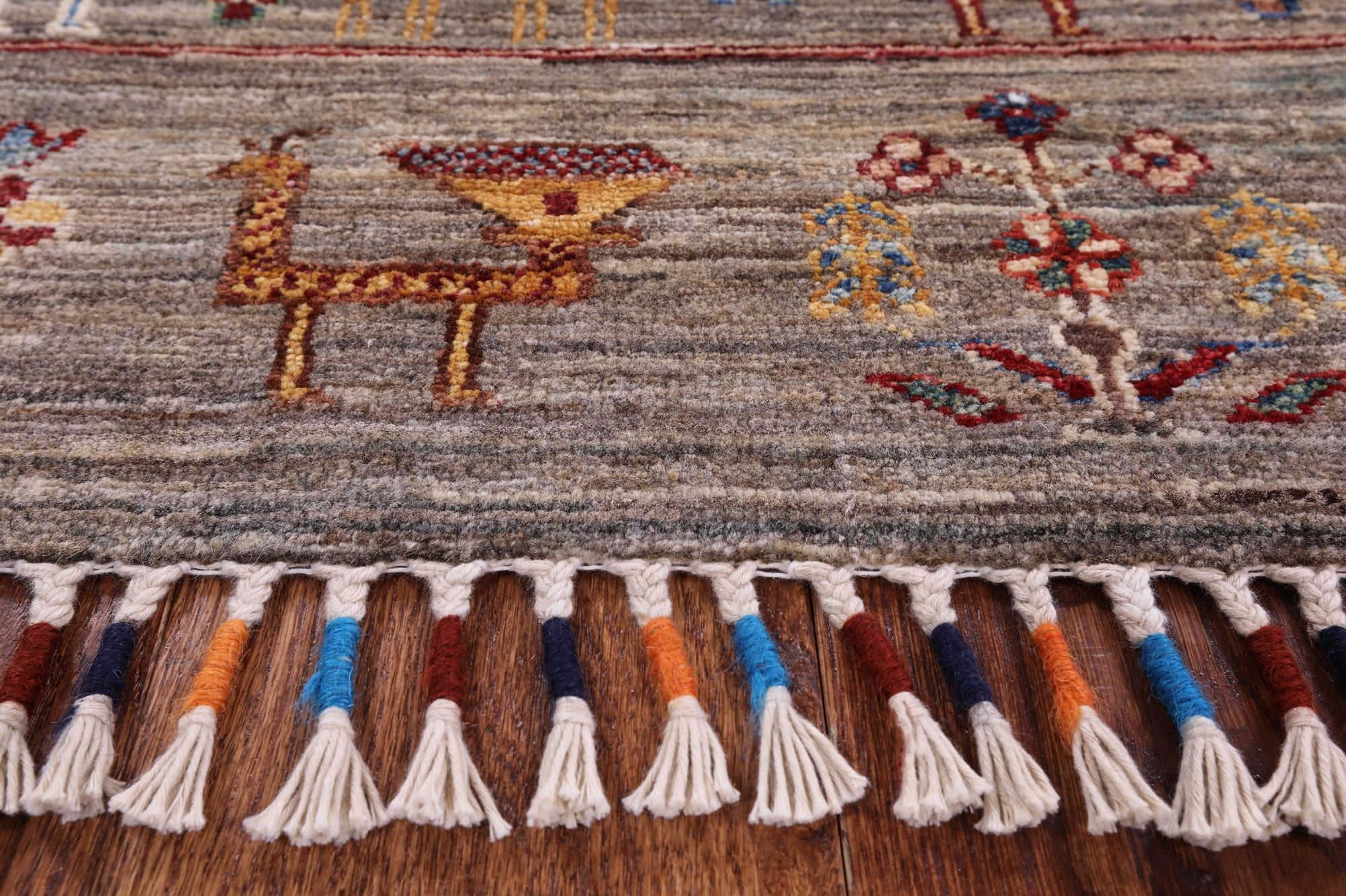 Tribal Gabbeh Hand Knotted Wool Area Rug - 5' 9" X 7' 10" - Golden Nile