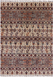 Ivory Tribal Gabbeh Handmade Wool Area Rug - 5' 9" X 8' 0" - Golden Nile
