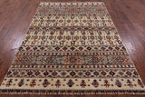 Ivory Tribal Gabbeh Handmade Wool Area Rug - 5' 9" X 8' 0" - Golden Nile
