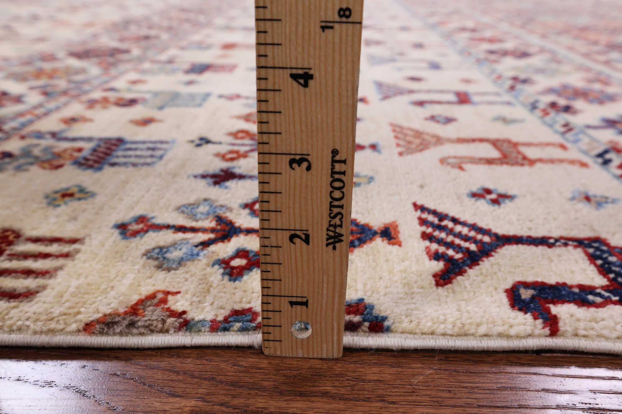 Ivory Tribal Gabbeh Handmade Wool Area Rug - 5' 9" X 8' 0" - Golden Nile