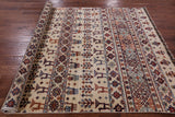 Ivory Tribal Gabbeh Handmade Wool Area Rug - 5' 9" X 8' 0" - Golden Nile