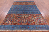 Blue Khorjin Persian Gabbeh Hand Knotted Wool Area Rug - 6' 7" X 9' 8" - Golden Nile